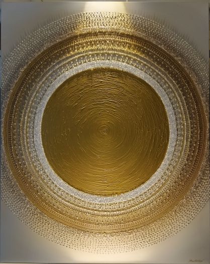 OBRAZ NA PŘÁNÍ - ... MANDALA - ZLATÉ Latte pro Jolanku ... - 100x80cm, akryl s diamantovými křišťály