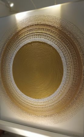 OBRAZ NA PŘÁNÍ - ... MANDALA - ZLATÉ Latte pro Jolanku ... - 100x80cm, akryl s diamantovými křišťály