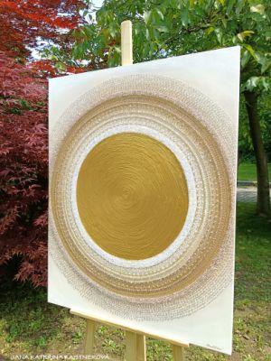 OBRAZ NA PŘÁNÍ - ... MANDALA - ZLATÉ Latte pro Jolanku ... - 100x80cm, akryl s diamantovými křišťály