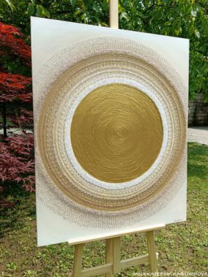 OBRAZ NA PŘÁNÍ - ... MANDALA - ZLATÉ Latte pro Jolanku ... - 100x80cm, akryl s diamantovými křišťály