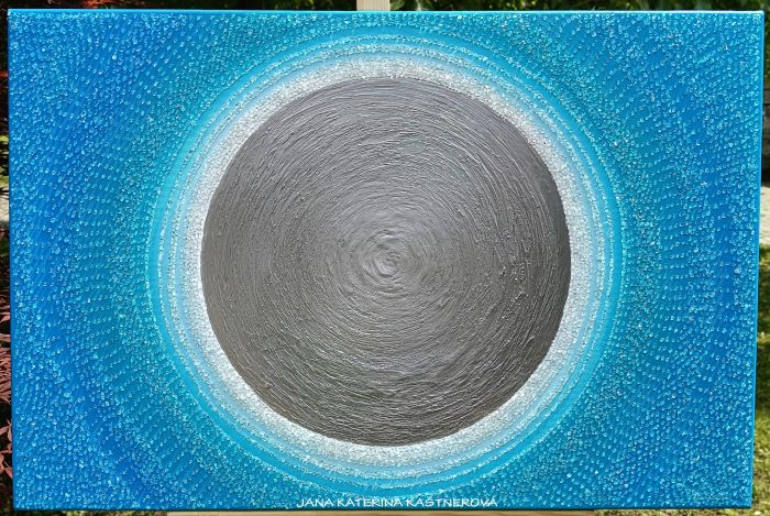 ... MODRÁ ... - original, plátno 90x60cm, akryl s diamantovými křišťály