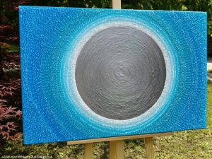 ... MODRÁ ... - original, plátno 90x60cm, akryl s diamantovými křišťály
