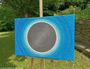 ... MODRÁ ... - original, plátno 90x60cm, akryl s diamantovými křišťály