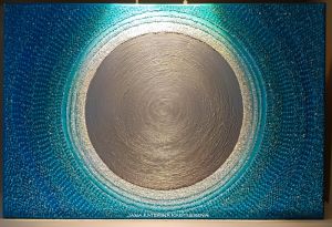 ... MODRÁ ... - original, plátno 90x60cm, akryl s diamantovými křišťály