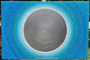 ... MODRÁ ... - original, plátno 90x60cm, akryl s diamantovými křišťály