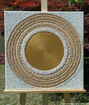 ... KÁVIČKOVÁ MANDALA - LATTÉ ... - original, plátno 50x50cm, akryl s diamantovými křišťály