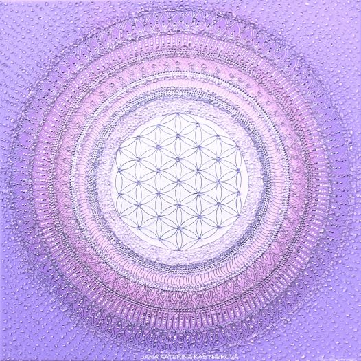 ... HOJNOST - VDĚČNOST A PŘIJETÍ III. ... - original, plátno 50x50cm, akryl se zakomponováním diamantových křišťálů