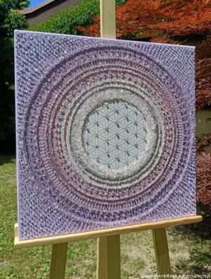 ... HOJNOST - VDĚČNOST A PŘIJETÍ III. ... - original, plátno 50x50cm, akryl se zakomponováním diamantových křišťálů