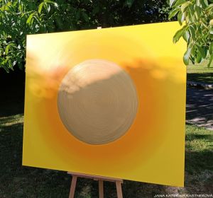 ... SLUNCE V. ... - original, plátno 150x130cm - ZÁKLADNÍ VARIANTA OBRAZU BEZ KŘIŠŤÁLŮ ( KŘIŠŤÁLY JE MOŽNO NA PŘÁNÍ DOPLNIT)