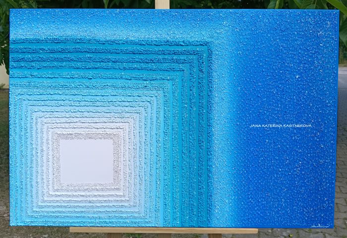 ... MODRÁ II. ... - original, plátno 90x60cm, akryl s diamantovými křišťály