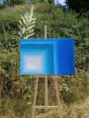 ... MODRÁ II. ... - original, plátno 90x60cm, akryl s diamantovými křišťály