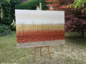 OBRAZ NA PŘÁNÍ pro paní Romanu z Němčic ... MINIMALISTICKÝ INTERIÉROVÝ OBRAZ – MOTIV PŘÍRODY IV. ... original, plátno 150x110cm, akryl s diamantovými a surovými křišťály, pískovými kameny, bylinkammi