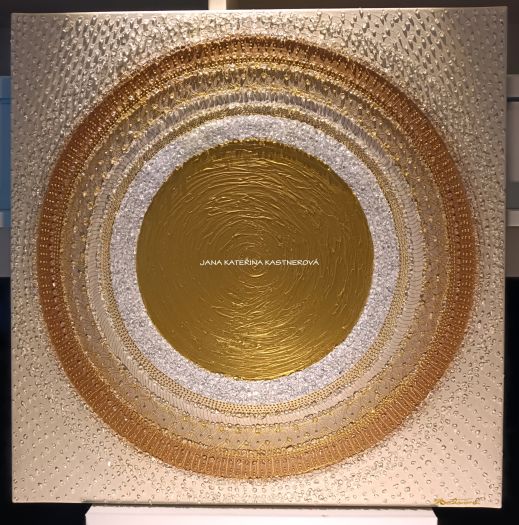 ... KÁVIČKOVÁ MANDALA - LATTE II. ... - original, plátno 50x50cm, akryl s diamantovými křišťály