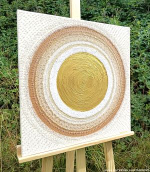 ... KÁVIČKOVÁ MANDALA - LATTE II. ... - original, plátno 50x50cm, akryl s diamantovými křišťály