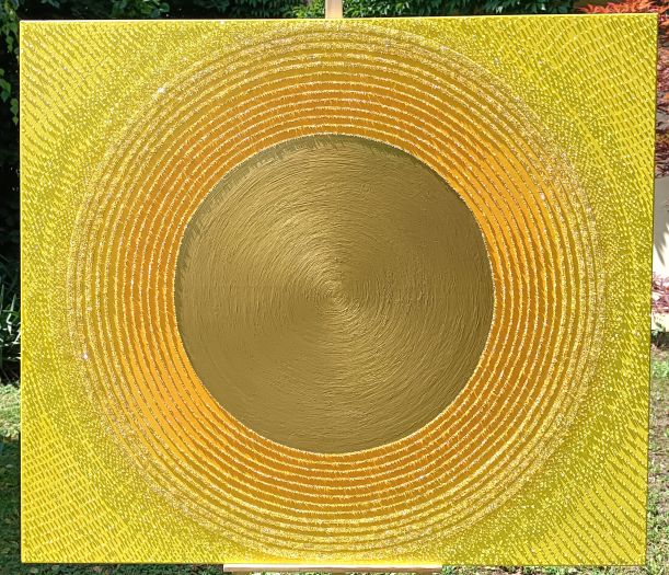 OBRAZ NA PŘÁNÍ pro paní Soňu Praha ... SLUNCE V. ... doplněno křišťály - original, plátno 150x130cm, akryl s diamantovými křišťály