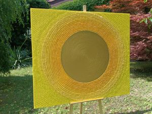 OBRAZ NA PŘÁNÍ pro paní Soňu Praha ... SLUNCE V. ... doplněno křišťály - original, plátno 150x130cm, akryl s diamantovými křišťály