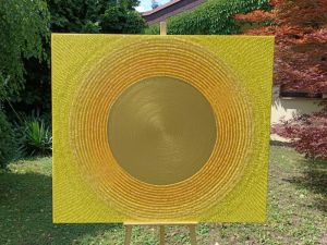 OBRAZ NA PŘÁNÍ pro paní Soňu Praha ... SLUNCE V. ... doplněno křišťály - original, plátno 150x130cm, akryl s diamantovými křišťály