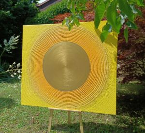 OBRAZ NA PŘÁNÍ pro paní Soňu Praha ... SLUNCE V. ... doplněno křišťály - original, plátno 150x130cm, akryl s diamantovými křišťály