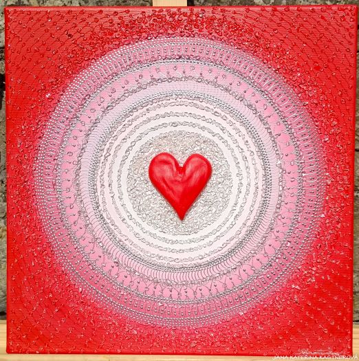 … OBRÁZEK PRO SRDCAŘE … - original, plátno 40x40cm, akryl s diamantovými křišťály