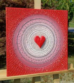… OBRÁZEK PRO SRDCAŘE … - original, plátno 40x40cm, akryl s diamantovými křišťály