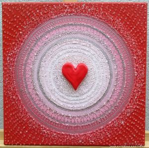 … OBRÁZEK PRO SRDCAŘE … - original, plátno 40x40cm, akryl s diamantovými křišťály