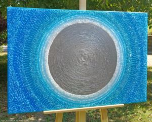 ... MODRÁ (je dobrá) ... - original, plátno 90x60cm, akryl s diamantovými křišťály