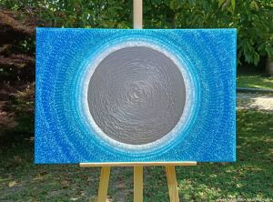 ... MODRÁ (je dobrá) ... - original, plátno 90x60cm, akryl s diamantovými křišťály