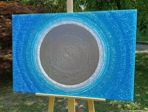 ... MODRÁ (je dobrá) ... - original, plátno 90x60cm, akryl s diamantovými křišťály