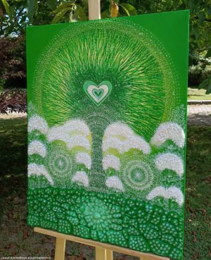 … DÍKUVZDÁNÍ PŘÍRODĚ – KŘIŠŤÁLOVÝ STROM … - original, plátno 80x60cm, akryl s diamantovými křišťály