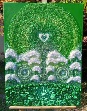 … DÍKUVZDÁNÍ PŘÍRODĚ – KŘIŠŤÁLOVÝ STROM … - original, plátno 80x60cm, akryl s diamantovými křišťály