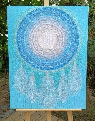 ... ÉTERICKÝ LAPAČ SNŮ II. ... - original, plátno 80x60cm, akryl s diamantovými křišťály