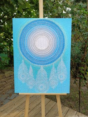 ... ÉTERICKÝ LAPAČ SNŮ II. ... - original, plátno 80x60cm, akryl s diamantovými křišťály
