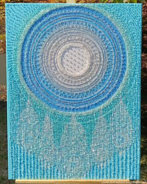 ... ÉTERICKÝ LAPAČ SNŮ II. ... - original, plátno 80x60cm, akryl s diamantovými křišťály