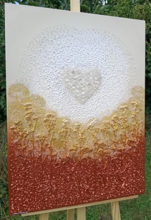 … MOTIV PŘÍRODY – SRDCE Z KŘIŠŤÁLU … - original, plátno na vyšším rámu 80x60cm, akryl s diamantovými křišťály