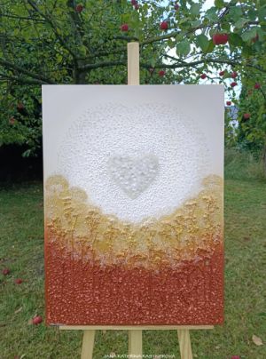 … MOTIV PŘÍRODY – SRDCE Z KŘIŠŤÁLU … - original, plátno na vyšším rámu 80x60cm, akryl s diamantovými křišťály