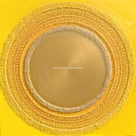 ... SLUNEČNÍ MANDALA XIV. ... - original, plátno 100x100cm, akryl s diamantovými křišťály