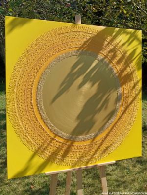 ... SLUNEČNÍ MANDALA XIV. ... - original, plátno 100x100cm, akryl s diamantovými křišťály
