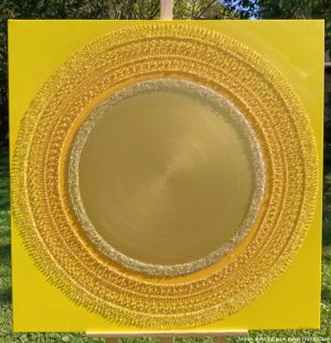 ... SLUNEČNÍ MANDALA XIV. ... - original, plátno 100x100cm, akryl s diamantovými křišťály