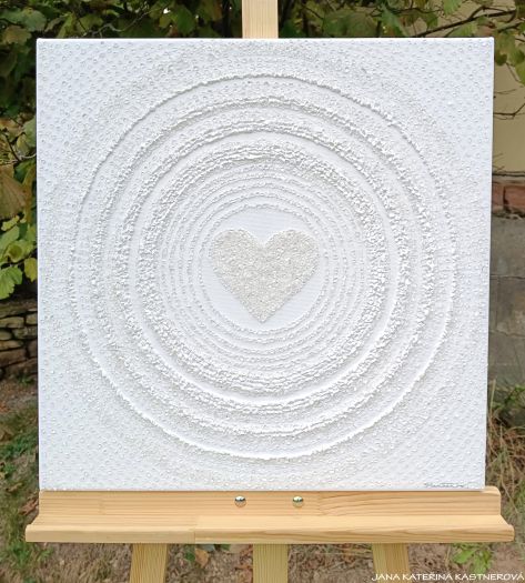 ... KŘIŠŤÁLOVÉ SRDÍČKO - 7. čakra ... - original, plátno 50x50cm, akryl s diamantovými křišťály