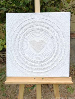 ... KŘIŠŤÁLOVÉ SRDÍČKO - 7. čakra ... - original, plátno 50x50cm, akryl s diamantovými křišťály