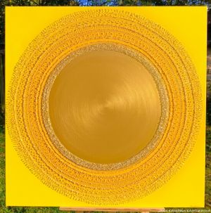 ... ZLATÁ MANDALA - SLUNCE II. ... - original, plátno 100x100cm, akryl s diamantovými křišťály