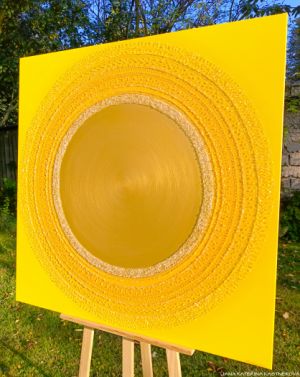 ... ZLATÁ MANDALA - SLUNCE II. ... - original, plátno 100x100cm, akryl s diamantovými křišťály