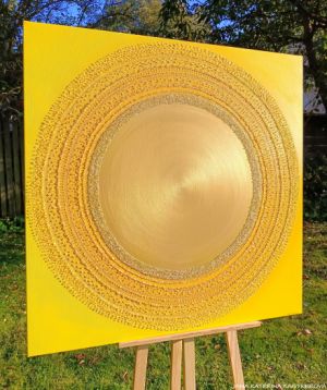 ... ZLATÁ MANDALA - SLUNCE II. ... - original, plátno 100x100cm, akryl s diamantovými křišťály