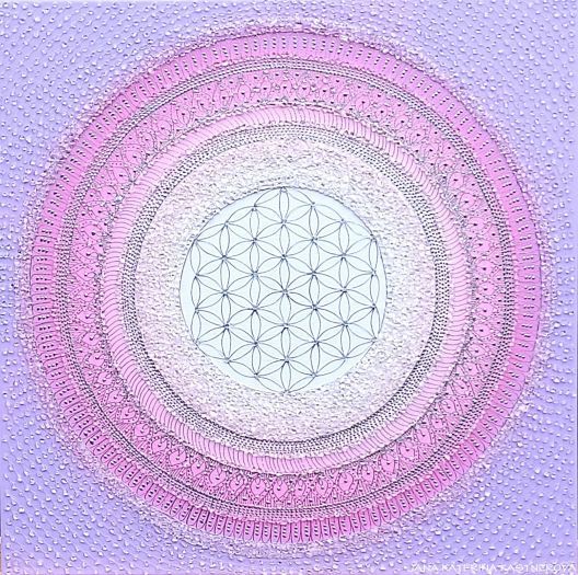 … HOJNOST – VDĚČNOST A PŘIJETÍ IV. … - original, plátno 50x50cm, akryl s diamantovými křišťály