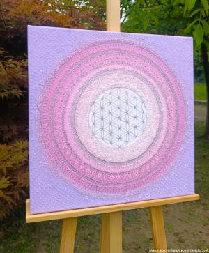 … HOJNOST – VDĚČNOST A PŘIJETÍ IV. … - original, plátno 50x50cm, akryl s diamantovými křišťály