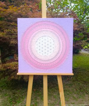 … HOJNOST – VDĚČNOST A PŘIJETÍ IV. … - original, plátno 50x50cm, akryl s diamantovými křišťály