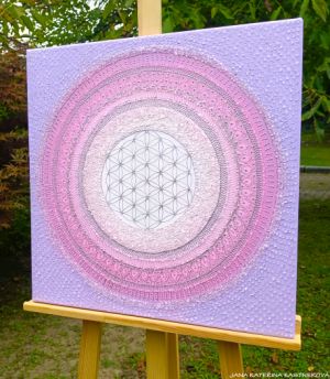 … HOJNOST – VDĚČNOST A PŘIJETÍ IV. … - original, plátno 50x50cm, akryl s diamantovými křišťály