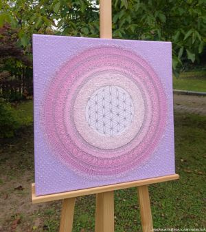 … HOJNOST – VDĚČNOST A PŘIJETÍ IV. … - original, plátno 50x50cm, akryl s diamantovými křišťály
