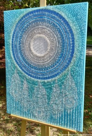 ... LAPAČ SNŮ, PŘÁNÍ A KRÁSNÝCH MYŠLENEK ... - original, plátno 80x60cm, akryl s diamantovými křišťály