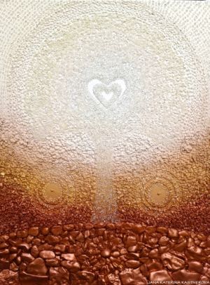 ... ZEMITÝ MOTIV PŘÍRODY - STROM ... - original, plátno 80x60cm, akryl s diamantovými křišťály a pískovými kameny